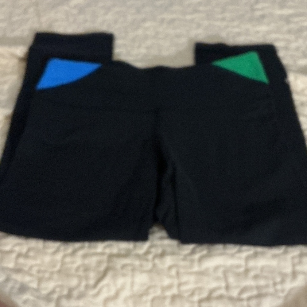 Lululemon Athletica Black Shorts with Blue and Green Accents
